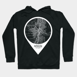 Medellin, Colombia City Map - Travel Pin Hoodie